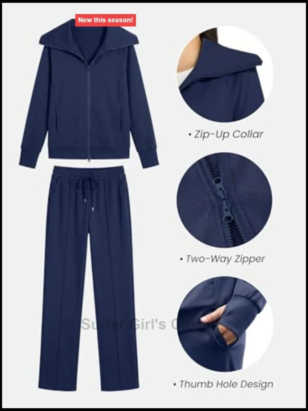 2 Piece Zip Up Tracksuit Lounge Set Sweatsuit with Wide Leg Pants
